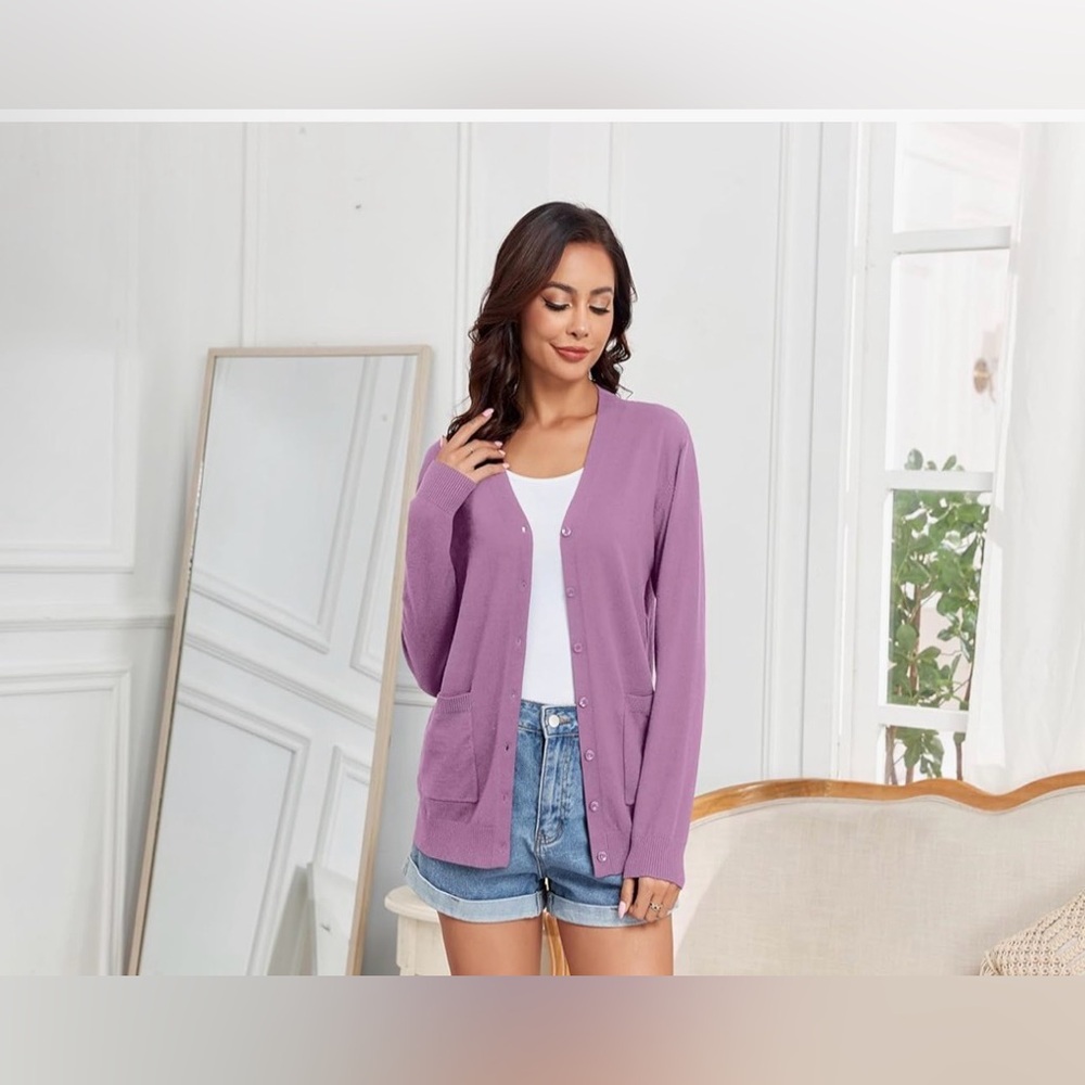 Lavender Women's Cardigan Sweater